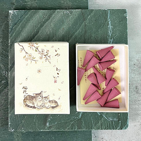 日本 京都 線香 香彩堂 香港 治癒貓系列 櫻花 塔香 補充裝 Japan Kyoto incense stick Kousaido HK Iyashi-Neko Cherry Blossom Incense Cones Refill
