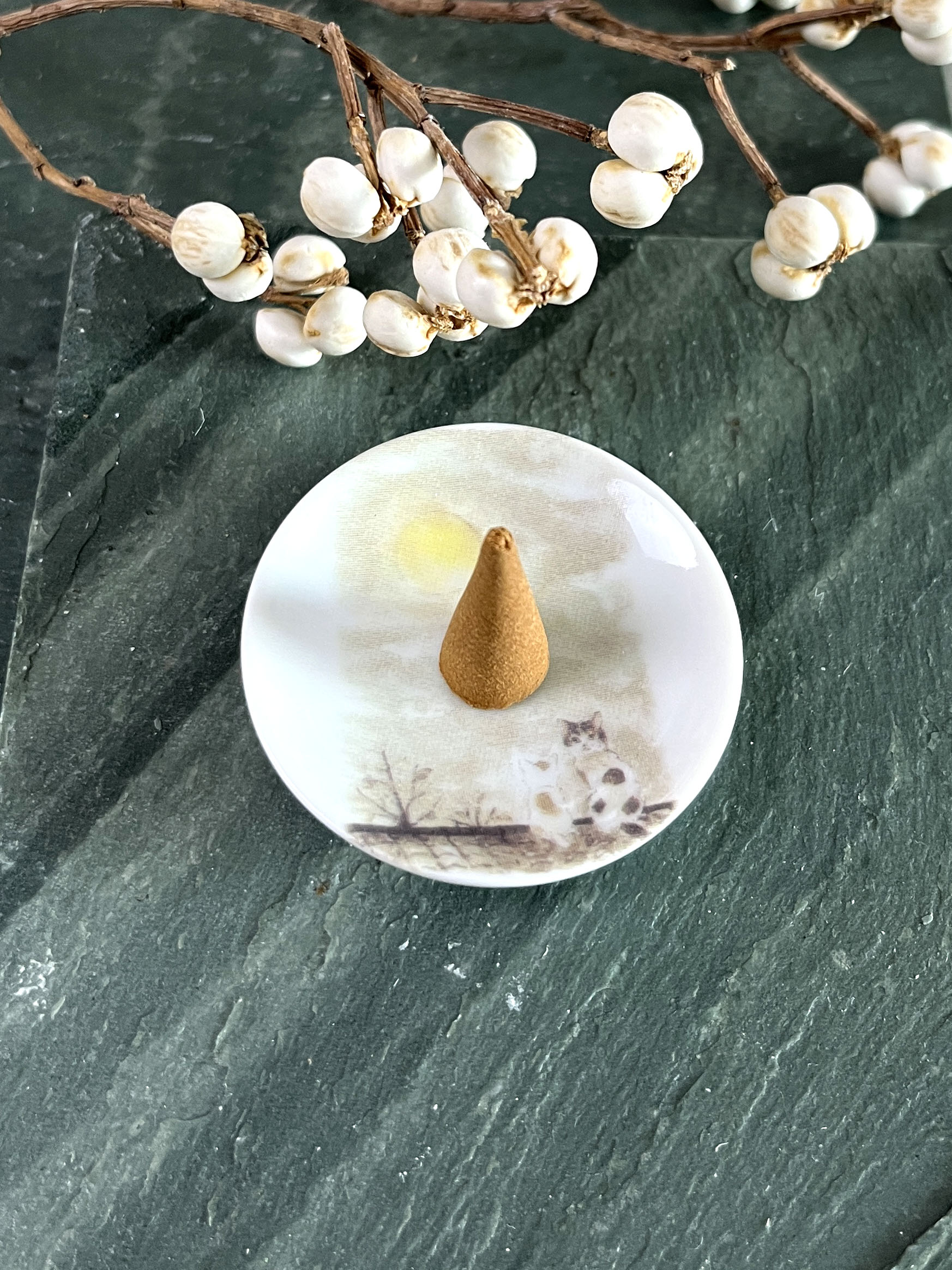 日本 京都 線香 香彩堂 香港 治癒貓系列 深秋 塔香 線香碟 Japan Kyoto incense stick Kousaido HK Iyashi-Neko Late Autumn Incense Cones Incense Plate 檀香 Sandalwood